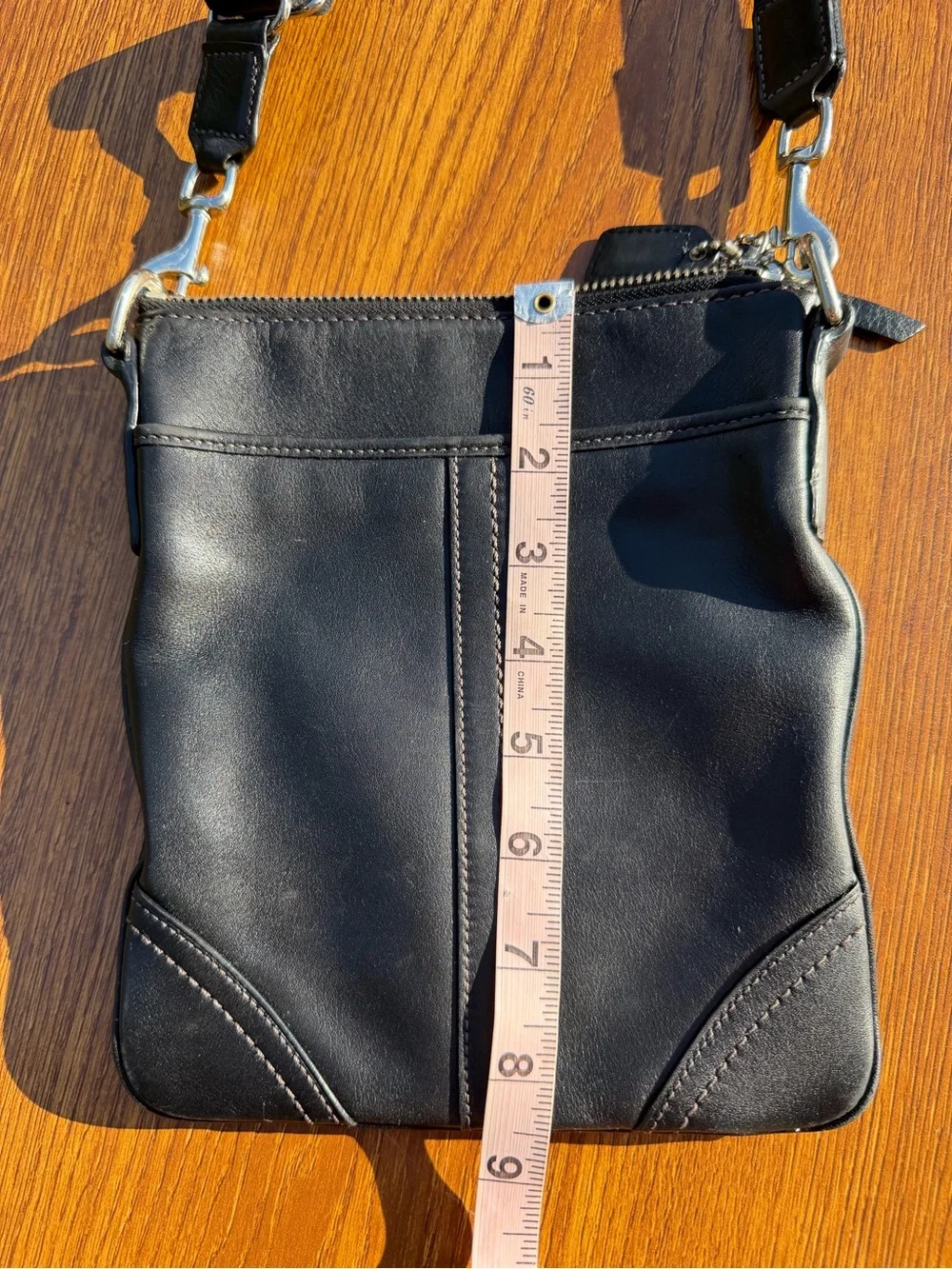 Coach Black Leather Crossbody Bag Adjustable Strap Silver Hardware 7X8.5